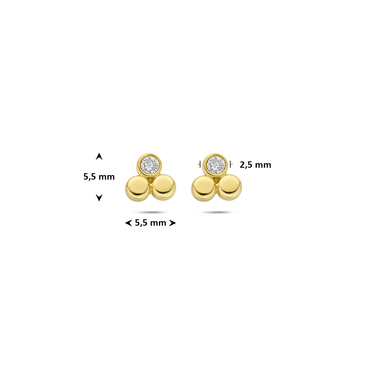 oorknoppen lab grown diamant 0.13ct (2x 0.065ct) f vs 5,5 mm 14K geelgoud - Afbeelding 4