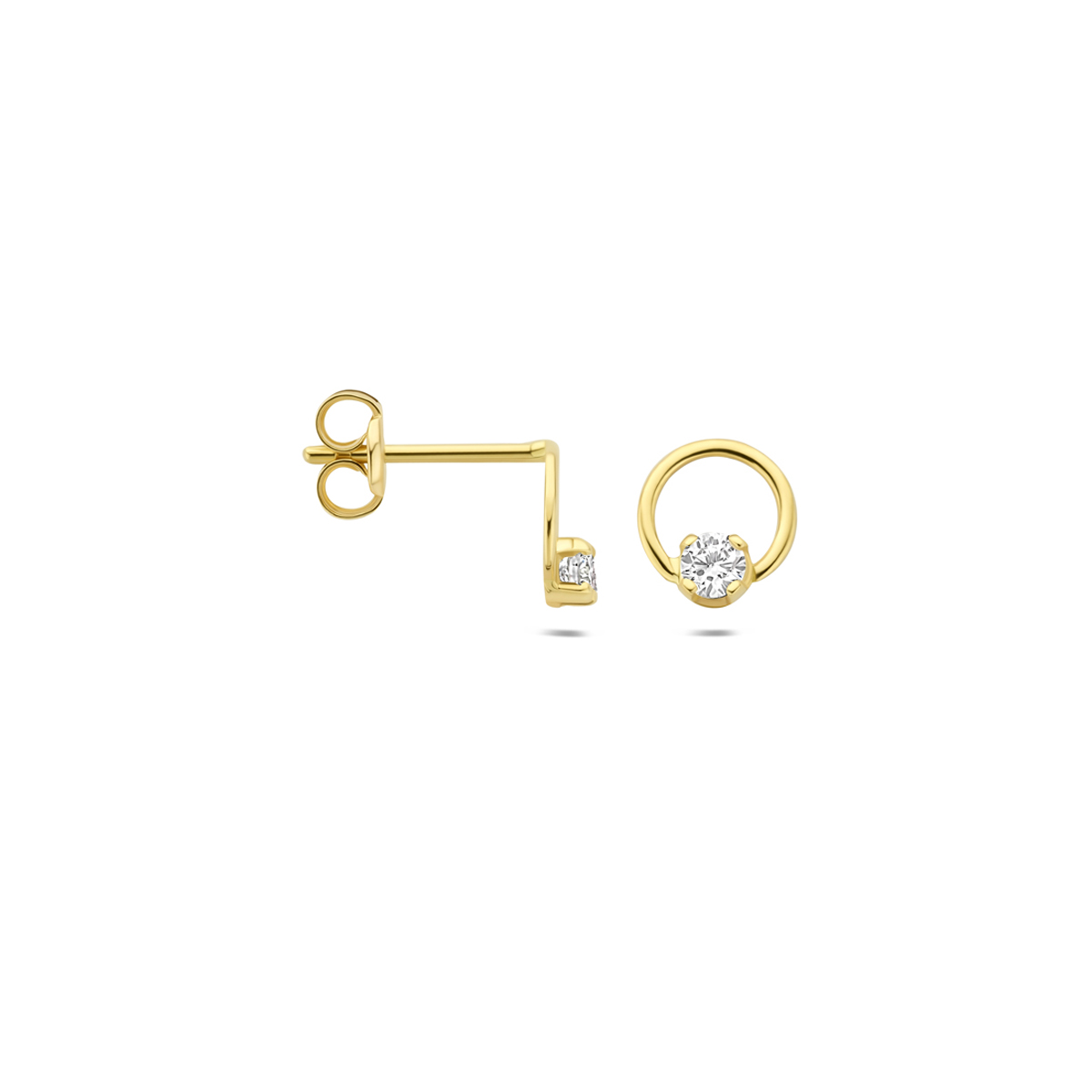 oorknoppen lab grown diamant 0.13ct (2x 0.065ct) f vs 6,5 mm 14K geelgoud - Afbeelding 3
