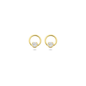 oorknoppen lab grown diamant 0.13ct (2x 0.065ct) f vs 6,5 mm 14K geelgoud