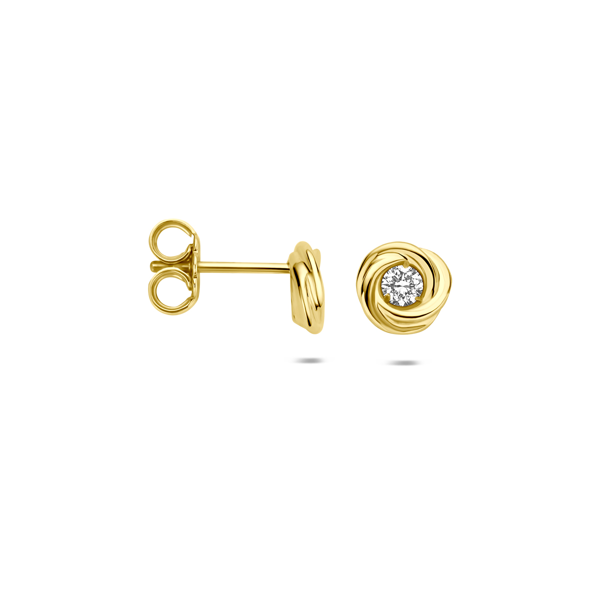 oorknoppen lab grown diamant 0.20ct (2x 0.10ct) f vs 6,5 mm 14K geelgoud - Afbeelding 3