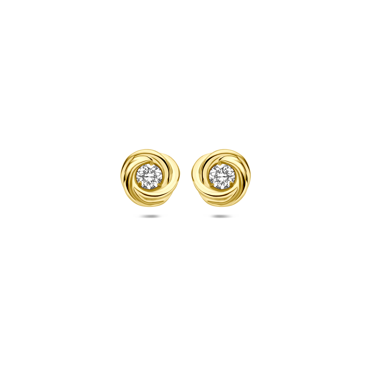 oorknoppen lab grown diamant 0.20ct (2x 0.10ct) f vs 6,5 mm 14K geelgoud