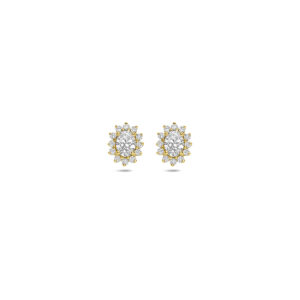 oorknoppen lab grown diamant 0.43ct (2x 0.217ct) f vs 6,5 mm 14K geelgoud