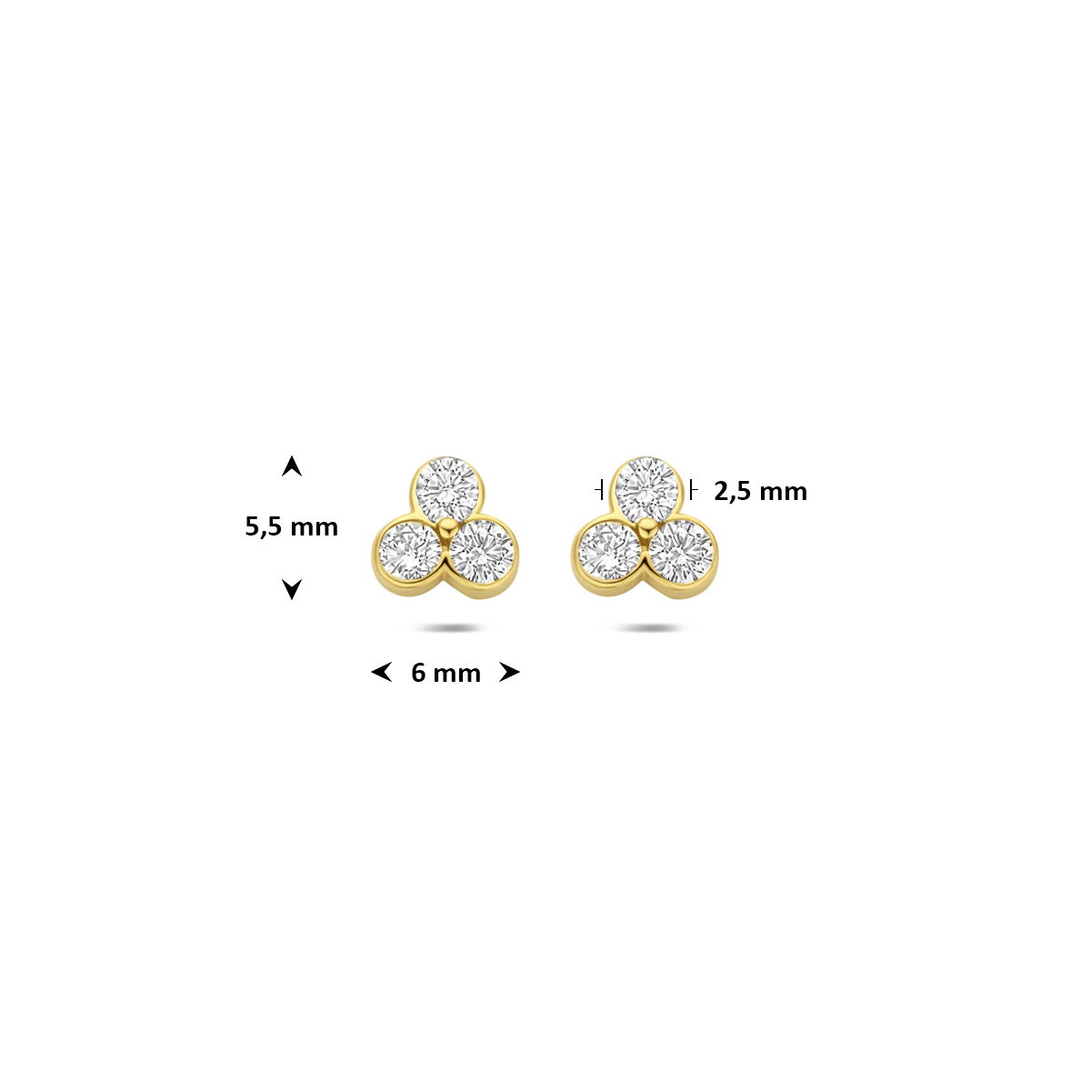 oorknoppen lab grown diamant 0.52ct (2x 0.26ct) f vs 5,5 mm 14K geelgoud - Afbeelding 4