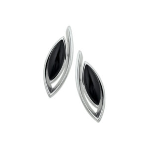 oorknoppen onyx zilver gerhodineerd