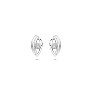 oorknoppen poli/mat zirkonia 11 mm zilver gerhodineerd
