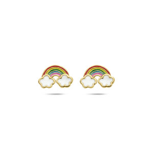 oorknoppen regenboog emaille 6,5 mm 1 micron zilver verguld (geel)