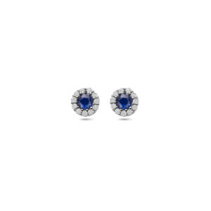 oorknoppen saffier zirkonia 6 mm zilver gerhodineerd