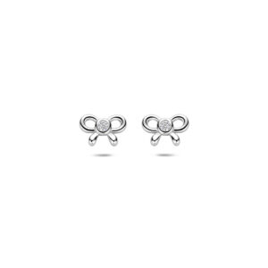 oorknoppen strik zirkonia 4,5 mm zilver gerhodineerd
