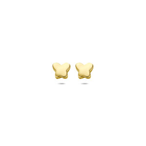 oorknoppen vlinder 4,5 mm 14K geelgoud