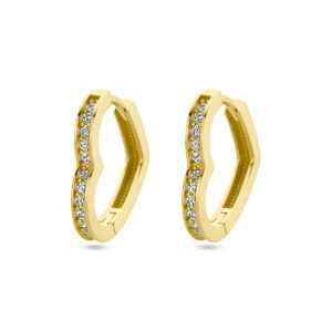 oorringen hart en zirkonia 14K geelgoud