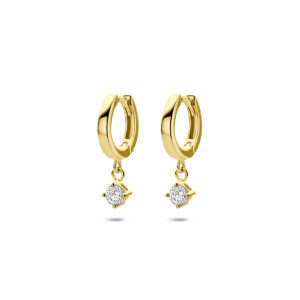 oorringen zirkonia 16,5 mm 14K geelgoud