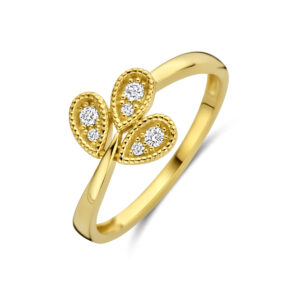 ring diamant 0.09ct h si 14K geelgoud