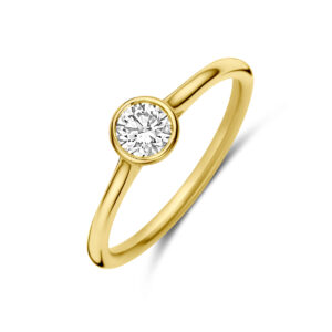 ring diamant 0.40ct h si 14K geelgoud