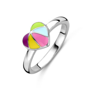 ring emaille hart zilver gerhodineerd