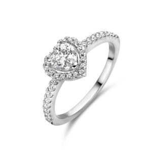 ring hart zirkonia zilver gerhodineerd