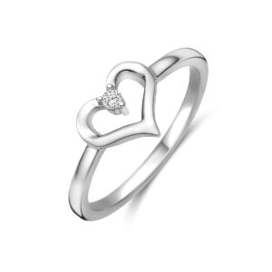 ring hartje zirkonia zilver gerhodineerd