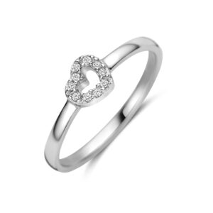 ring hartje zirkonia zilver gerhodineerd