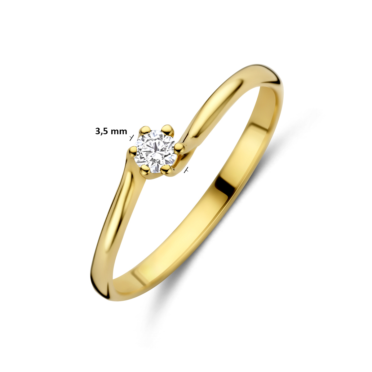 ring lab grown diamant 0.10ct g vs 14K geelgoud - Afbeelding 5