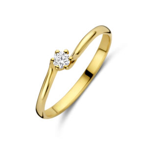 ring lab grown diamant 0.10ct g vs 14K geelgoud