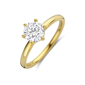 ring lab grown diamant 1.00ct f vs 14K geelgoud
