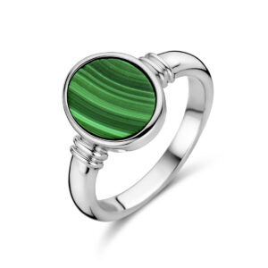 ring malachiet zilver gerhodineerd