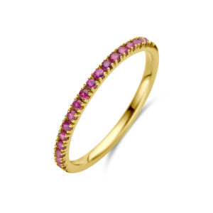 ring met geboortesteen robijn juli 14K geelgoud