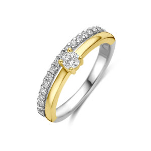 ring zirkonia 3 micron zilver verguld (geel/rhodium)
