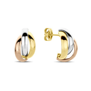 stekeroorringen tricolor 13 mm 14K tricolor goud