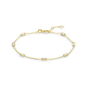 9k armband zirkonia 16,5 - 17,5 - 18,5 cm 9K geel