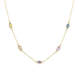 9k collier synthetische stenen 41 - 43 - 45 cm 9K geel