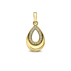 9k hanger druppel zirkonia 14 mm 9K geel