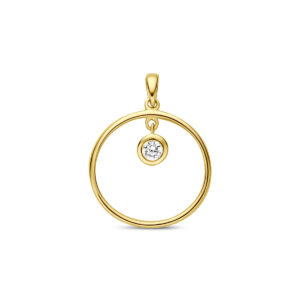 9k hanger rond zirkonia 13 mm 9K geel