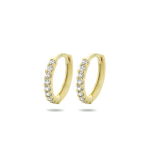 9k klapoorringen zirkonia 12,5 mm 9K geel