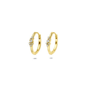 9k klapoorringen zirkonia 12,5 mm 9K geel