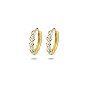 9k klapoorringen zirkonia 13 mm 9K geel