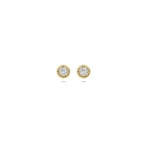 9k oorknoppen zirkonia 4,5 mm 9K geel