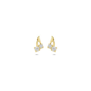 9k oorknoppen zirkonia 8,5 mm 9K geel