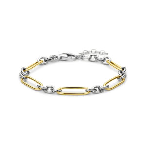 armband 6 mm 17 + 3 cm 3 micron zilver verguld (geel/rhodium)