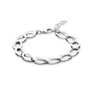 armband 9,2 mm 17 + 3 cm zilver gerhodineerd