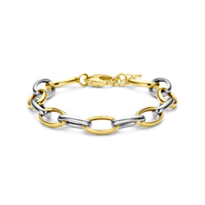 armband 9,7 mm 19 + 2 cm 3 micron zilver verguld (geel/rhodium)