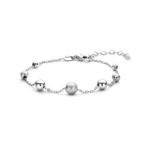armband bolletjes poli/mat 16 + 3 cm zilver gerhodineerd