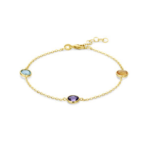 armband citrien amethist topaas 17 + 2 cm 14K geelgoud