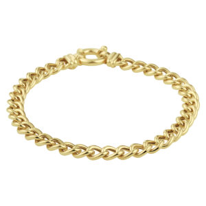 armband gourmette 6,0 mm 19 cm met groot veerslot 14K geelgoud