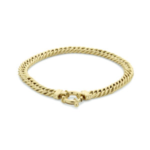 armband gourmette groot veerslot 5,8 mm 17 cm 14K geelgoud