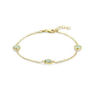 armband groen amethist 17 + 2 cm 14K geelgoud