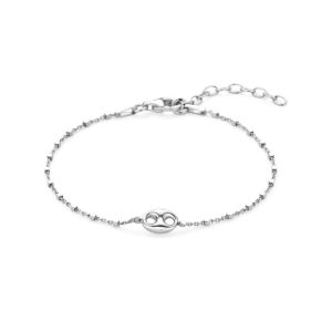 armband koffieboon 16 + 3 cm zilver gerhodineerd