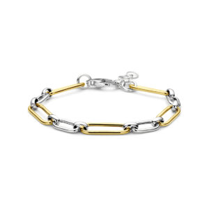 armband paperclip vierkante buis 6 mm 17 + 2 cm 3 micron zilver verguld (geel/rhodium)
