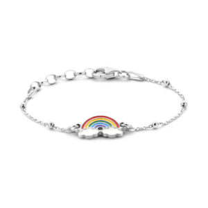 armband regenboog emaille 1,0 mm 11 + 2 cm zilver gerhodineerd