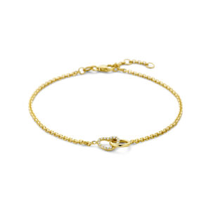 armband rondje en hartje lab grown diamant 0.09ct g vs 17 - 18 - 19 cm 14K geelgoud