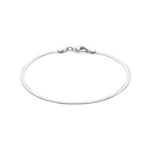 armband slang plat 2 mm 18 cm zilver gerhodineerd